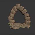 Rustic Textured Stone Arch Structure With Stacked Blocks And Base Platform 3d model
