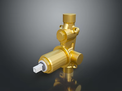 Golden Metal Valve Component With Multiple Connections And Shiny Surface Design 3d model