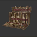Wooden Two Tiered Wine Rack Displaying Red Wine Bottles On Upper And Lower Shelves