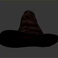 Vintage Wizard Hat With Leather Material Pointed Top And Decorative Stitches 3d model