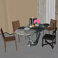 Modern Dining Table and Chair Combination Dining Chair Dining Table 3d model