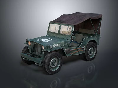 Vintage Green Jeep With Canvas Top White Logo And Number 124312 3d model