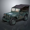Vintage Green Jeep With Canvas Top White Logo And Number 124312