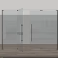 Modern Glass Double Doors in Interior With Light Walls And Wooden Floor