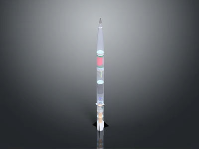 Industrial Rocket Model Equipment With Multi Stage Red Blue Rings And Bottom Thrusters 3d model