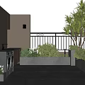 Roof Garden Night View With Lush Plants Outdoor Lighting And Tile Flooring