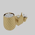 Gold Geometric Bathroom Essentials With Waste Bin Soap Dispenser Tissue Box Toothbrush Holder