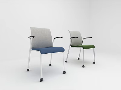 Ergonomic Modern Office Chairs With Armrests Wheels And Blue Green Cushions Contemporary Design 3d model
