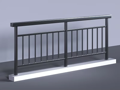 Sturdy Black Metal Railing with Vertical Bars and White Base Structure Design 3d model