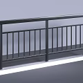 Sturdy Black Metal Railing with Vertical Bars and White Base Structure Design 3d model