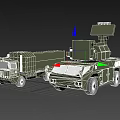 Two Green Military Functional Vehicles Equipped With Missile Launcher And Radar System