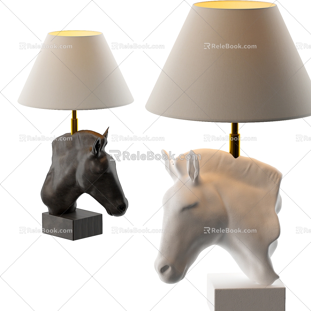 Modern creative table lamp horse head 3d model