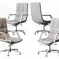 Modern Office Chairs With Leather Upholstery Metal Base And Rolling Wheels
