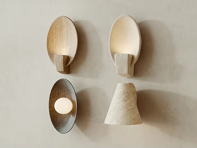 Decorative Wall Sconces With Minimalist Wooden Stone And Metal Designs In Various Shapes 3d model