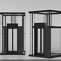 Modern Elevator Design With Glass Doors And Black Metal Frames Structure