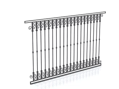 Ornate Wrought Iron Railing With Decorative Scrollwork For Balcony And Staircase 3d model