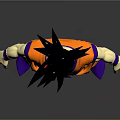 Anime Character Costume With Orange Outfit Purple Pants Blue Belt And Black Hair