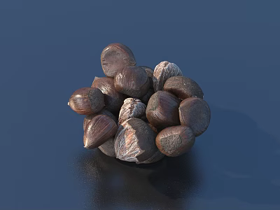 Healthy Fresh Natural Hazelnuts in a Pile on Dark Shiny Surface 3d model