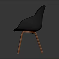 Modern Black Leather Chair with Orange Wooden Legs and Curved Stylish Design