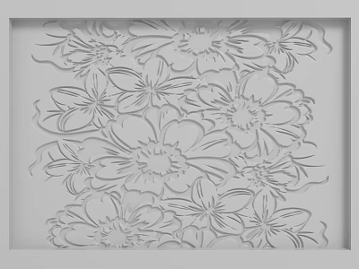 White Decorative Background Wall With Intricate Flower Carving Design Pattern 3d model