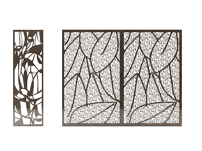Modern Decorative Partition With Laser Cut Leaf Pattern For Room Divider 3d model