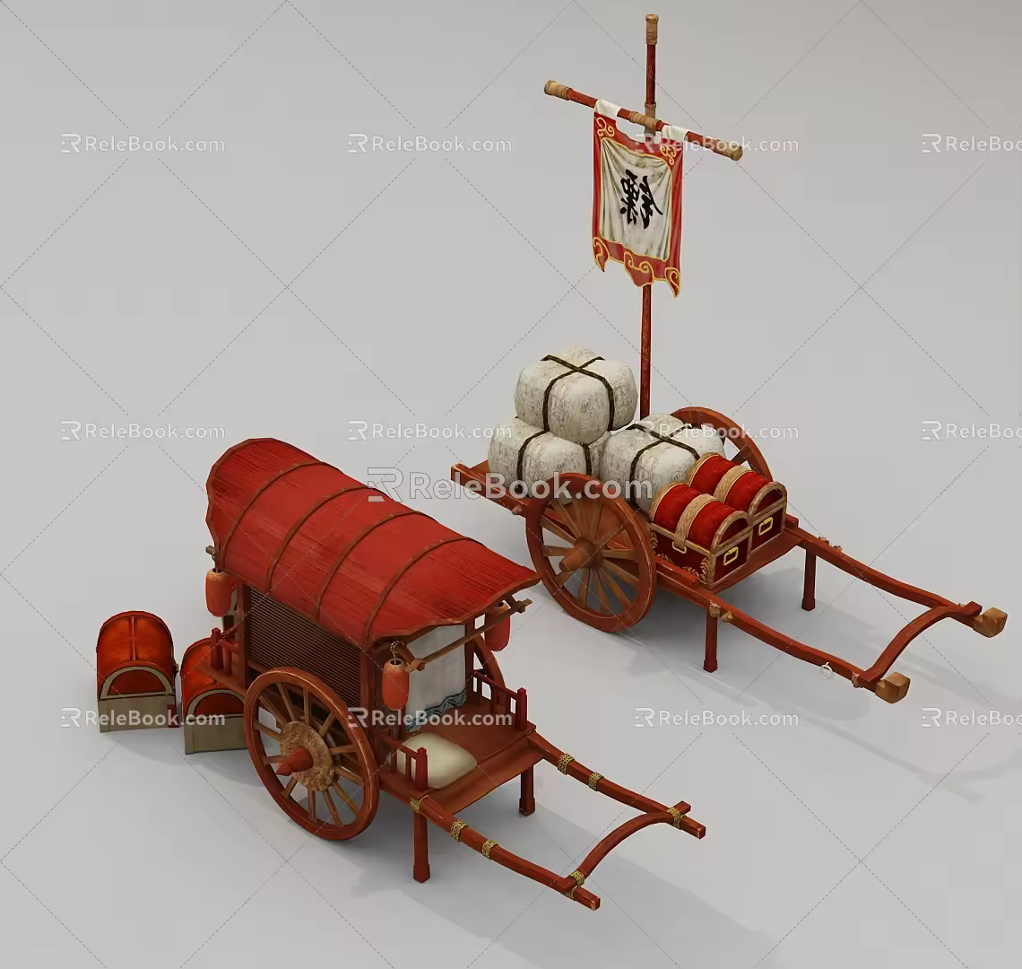 Chinese carriage ancient carriage 3d model