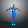 Man Wearing Blue Thunder Jersey Number 3 With Arm Knee Sleeves And Blue Sneakers