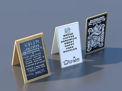 Wooden Framed Tabletop Display Signs For Menu And Signage With Various Designs 3d model