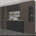 Modern Wooden Sideboard With Gray Cabinets Drawers Open Shelves And Decorative Items