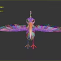 Flying Animal Design With Purple Feathers Orange Eyes Spread Wings And Orange Claws