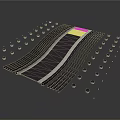 Modern Architectural Decorative Panel With Wavy Strips Colored Blocks And Black Dots