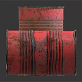 Industrial Equipment Featuring Three Red Rustic Barrels With Shiny Reflective Surfaces