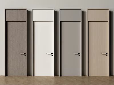 Various Colors Modern Hinged Doors With Wooden Texture For Interior Home Design 3d model