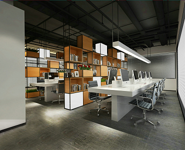 modern public office area office area 3d model