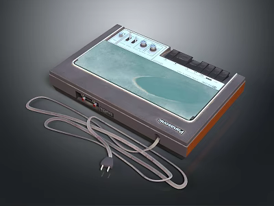 SONYONIC Electronic Device With Gray Body Green Panel Knobs Buttons And Power Cable 3d model