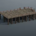 Wooden Platform Structure With Railing And Support Pillars Design 3d model