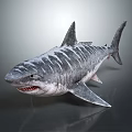 Realistic Striped Shark 3D Model With Sharp Teeth And Gray Skin 3d model