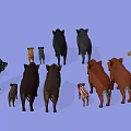 Group of Various Colored Pigs Including Striped Neon Glowing and Different Sizes