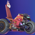 Stylish Red Motorcycle With Fox Mask Ribbed Seat And Futuristic Design
