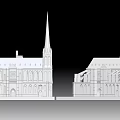 Cartoon Style Gothic Buildings Scene With Intact Damaged Structures Spires Arched Windows Carvings
