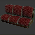 Stylish Three Seater Sofa Red Fabric Upholstery With Brown Wooden Frame