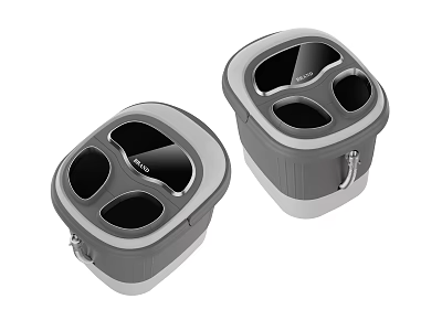 Two Modern Grey Kitchen Appliances With Multiple Compartments And Silver Handles 3d model