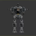 Detailed Mechanical Battle Mecha With Heavy Armor Twin Cannons And Robotic Legs Design