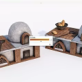 Traditional Kitchen Cabinets With Dome Roof Brick Details And Bread Bowls