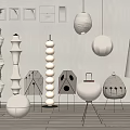 Japanese floor lamp floor lamp combination 3d model