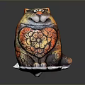 Unique Cat Shaped Decorative Figurine With Colorful Artistic Patterns And Heart Design