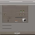 Modern Sideboard With LED Lighting Storage Cabinets And Countertop Decor In Kitchen 3d model