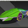 Green Futuristic Convertible Concept Car With Sleek Aerodynamic Body And Stylish Wheels