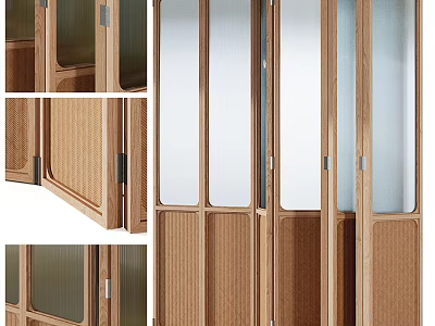 Wooden Folding Doors With Different Panel Designs 3d model