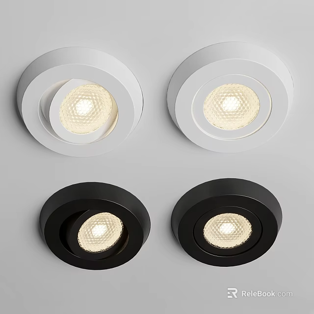 White And Black Modern Recessed Downlights Spotlights With LED Bulbs And Sleek Design 3d model 